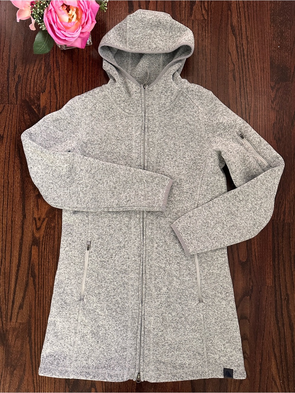 LL Bean grey sweater fleece coat, size S